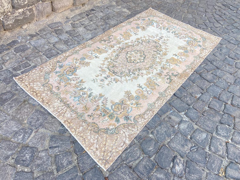 Turkish Rug Oushak Rug - Vintage Rug 3.6x6.9 Ft Rug Knotted Rug Runner Rug - Antique Rug - Oriental Hand Woven Wool Rug Area Old Rug image 3