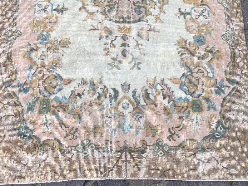 Turkish Rug Oushak Rug - Vintage Rug 3.6x6.9 Ft Rug Knotted Rug Runner Rug - Antique Rug - Oriental Hand Woven Wool Rug Area Old Rug image 8