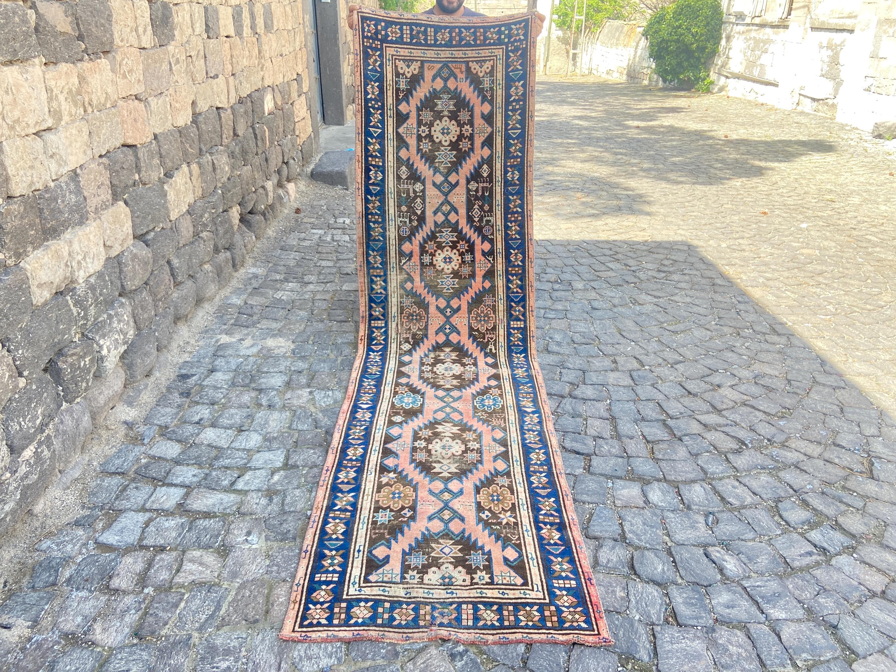 Persian Rug, Runner Rug, Vintage Antique Rug, 2.8 x 10.6 Feet Rug, Turkish Rug, Karaca Runner Rug, Aesthetic Rug Oushak Rugs, Wool Rug,