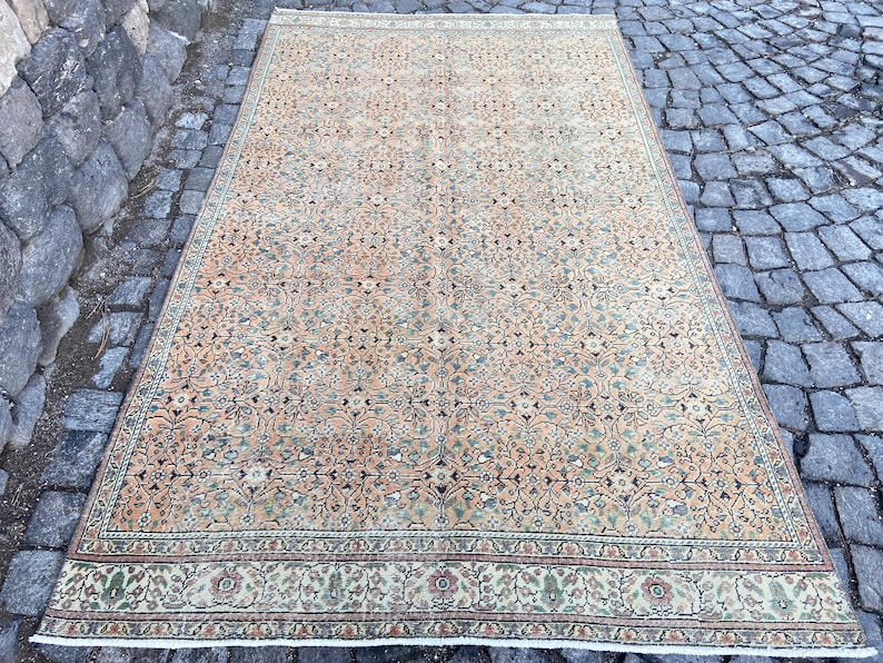 Persian Rug Area rug - Large Rug 5.2x9.1 Ft Rug - Vintage Persian Turkish Rug Floral Rug – Hand Woven Wool Rug Oriental Persian Rugs image 2