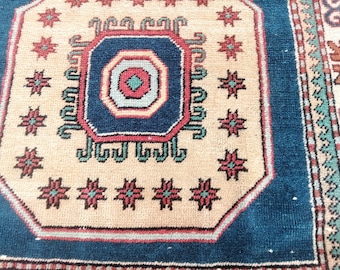 Vintage Persian Wool Runner Rug – Handwoven Geometric Design, 2.4x9.9 ft