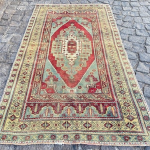 Persian Rug Turkish Rug 3.5x6.2 Ft Rug - Wool Rug Hand Knotted Rug - Rug Runner Rugs - Vintage Persian Rug - Area Rug Oriental Knotted Rug