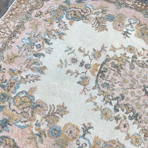 Turkish Rug Oushak Rug - Vintage Rug 3.6x6.9 Ft Rug Knotted Rug Runner Rug - Antique Rug - Oriental Hand Woven Wool Rug Area Old Rug image 5