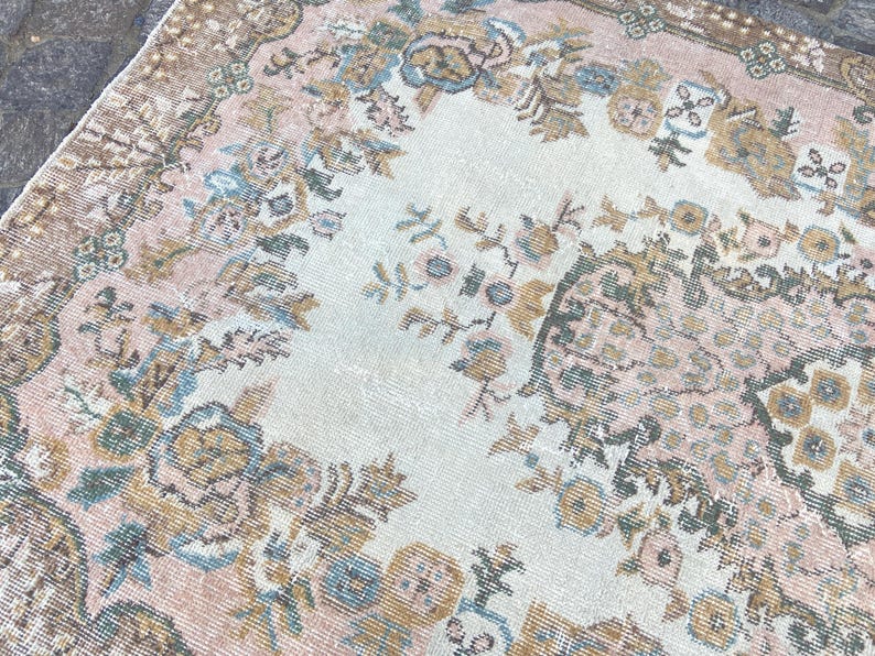 Turkish Rug Oushak Rug - Vintage Rug 3.6x6.9 Ft Rug Knotted Rug Runner Rug - Antique Rug - Oriental Hand Woven Wool Rug Area Old Rug image 5