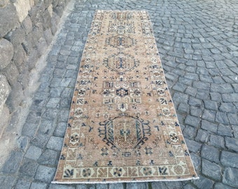 ペルシャ絨毯 手作りランナーラグ、ヴィンテージランナーラグ、階段
