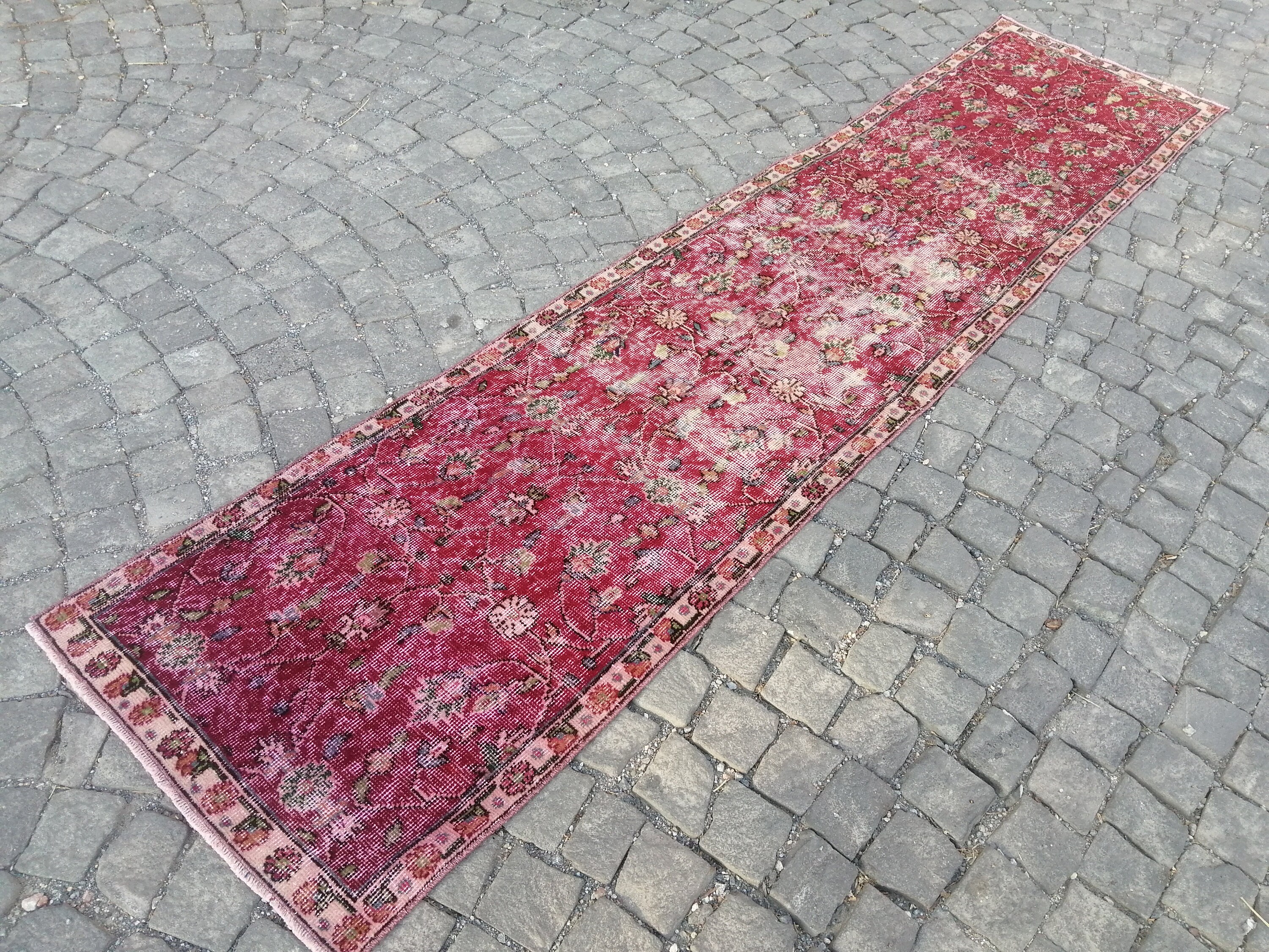 Persian Runner Rug, Runner Rug Persian Pink Runner Rug, Persian Turkish Rug, Antique Runner Rug