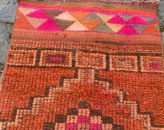 Anatolian Kilim Rug Knotted Rug - Turkish Vintage Rug - Narrow Long Runner Rug - 1.8x11.8 Ft Rug - Persiani Rug - Hand Woven Kitchen Rug