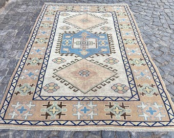 Persian rug Turkish rug - 5.5x8 Ft Rug - Vintage Persian Rug - Hand Woven Wool Rug Runner Rug - Anatolian Decor Rug Bautiful Motif Rug