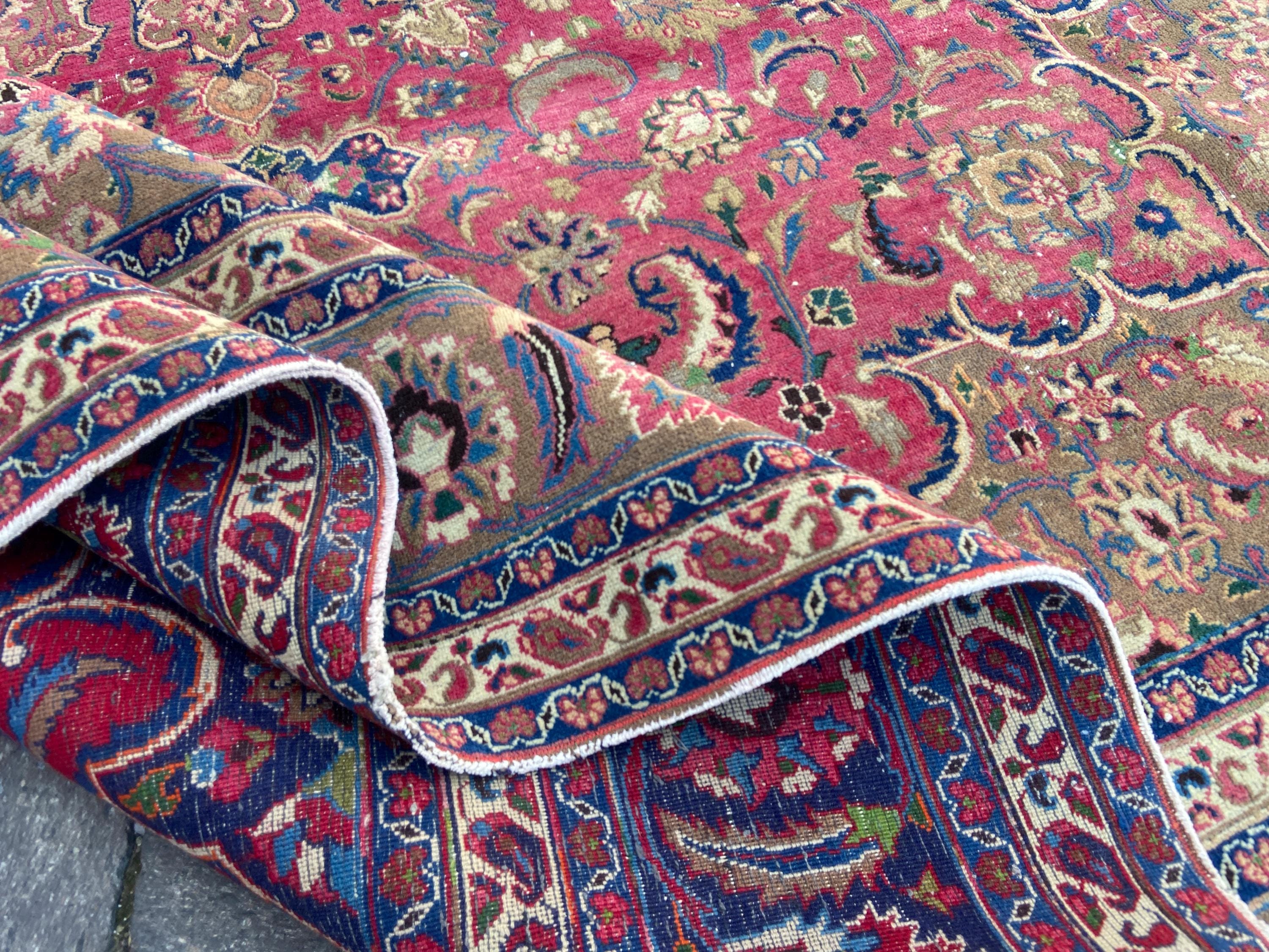 Persian Rug, Vintage Large Rug, Antique Rug, Hand Knotted Rug, 9.1x11.4 ...