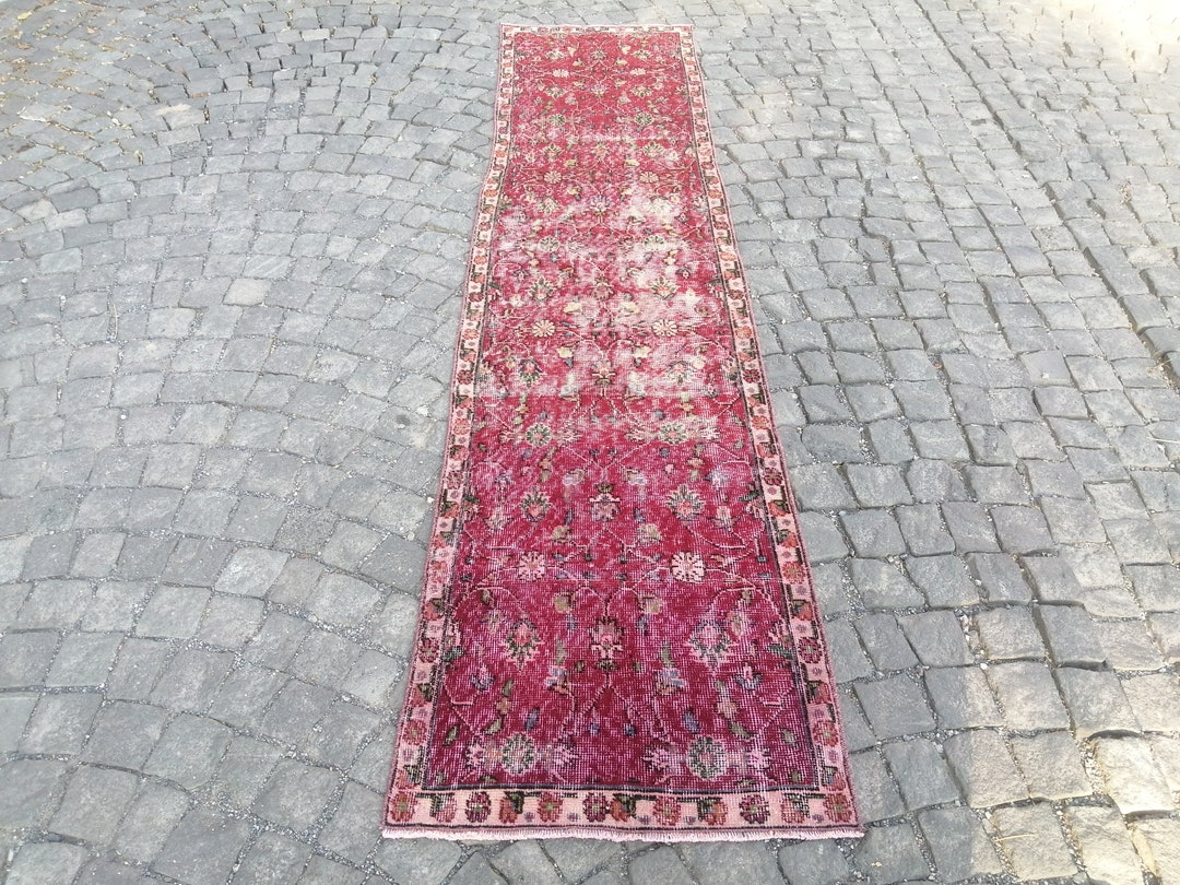 Persian Runner Rug, Runner Rug Persian Pink Runner Rug, Persian Turkish Rug, Antique Runner Rug