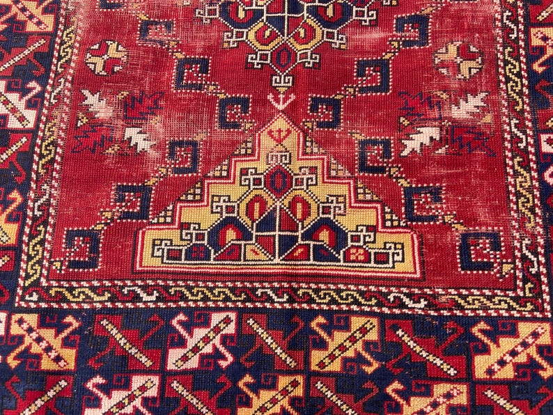 Antiker Teppich Vintage türkischer Teppich - 150x200 cm alter Teppich - Handgeknüpfter alter Teppich - Anatolischer Teppich Bild 1