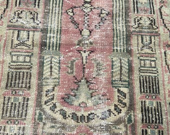 Turkish Rug Vintage Small Rug Antique Rug Persian Rug 2.7x4.2 Ft Rug Runner Rug - Hand Knotted Rug Anatolian Kilim Rug Bathroom Shower Rug