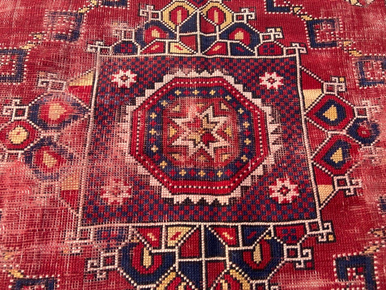 Antiker Teppich Vintage türkischer Teppich - 150x200 cm alter Teppich - Handgeknüpfter alter Teppich - Anatolischer Teppich Bild 14