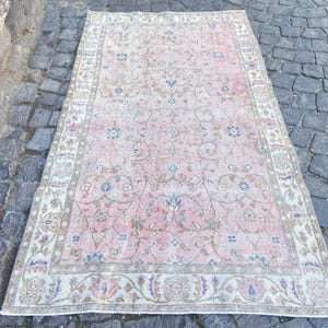 Vintage Turkish Rug, Area Rugs, Persian Rug, Hand Knotted Old Rug, Anatolian Rug, Aesthetic Floor Rug, Gift Rug, Oushak Pastel Rug,