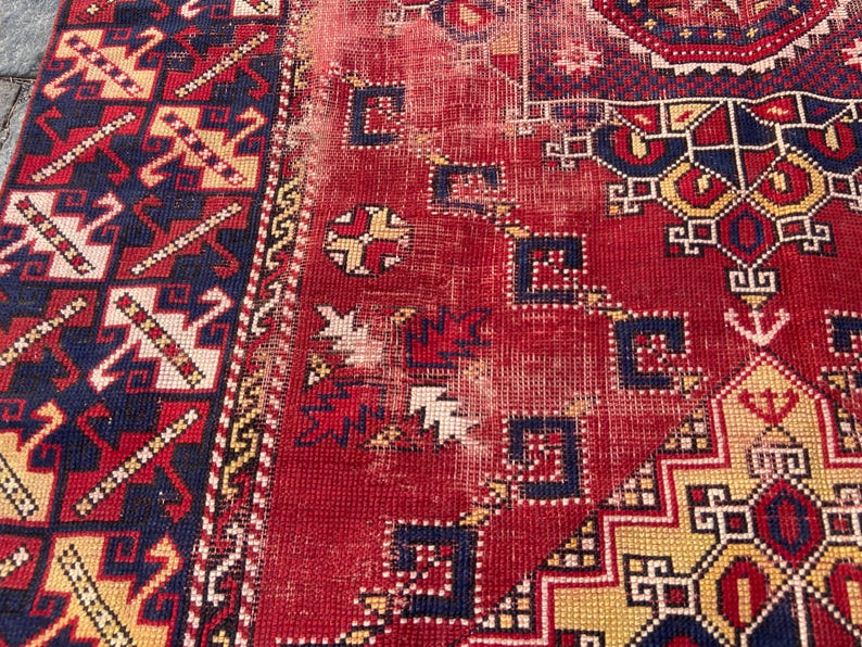 Antiker Teppich Vintage türkischer Teppich - 150x200 cm alter Teppich - Handgeknüpfter alter Teppich - Anatolischer Teppich Bild 19