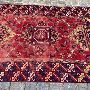 Antiker Teppich Vintage türkischer Teppich - 150x200 cm alter Teppich - Handgeknüpfter alter Teppich - Anatolischer Teppich Bild 4
