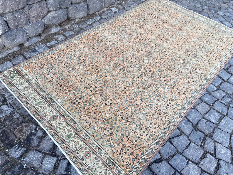 Persian Rug Area rug - Large Rug 5.2x9.1 Ft Rug - Vintage Persian Turkish Rug Floral Rug – Hand Woven Wool Rug Oriental Persian Rugs image 3