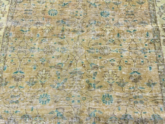 Turkish Rug Floral Pattern Rug - Hand Knotted Old Rug Vintage area Rug - 3.4x6.5 Ft Rug - Anatolian Rug - Rug For Dining Room Wool Rug