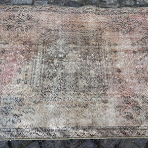 2.9x12.6 Ft Rug Turkish rug Vintage Rug Persiani Rug Runner rug - Aged antique Hallway Rug - Neutral Turkish rug Old Wool Rug Knotted rug image 6