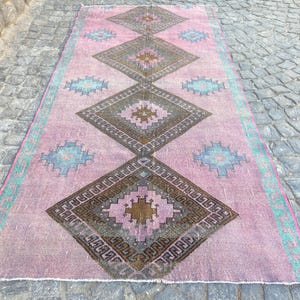Antique Rug Hand Made Vintage Rug, 5x10 Ft Rug, Persian Rug, Turkish Rug, Pink Persian Runner Rug, Area Rug, Persian Floor Rug, Hall Way Rug