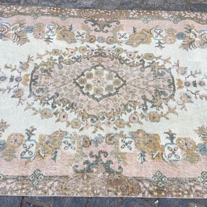 Turkish Rug Oushak Rug - Vintage Rug 3.6x6.9 Ft Rug Knotted Rug Runner Rug - Antique Rug - Oriental Hand Woven Wool Rug Area Old Rug image 4