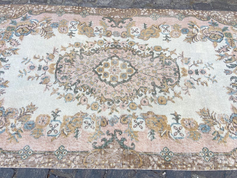 Turkish Rug Oushak Rug - Vintage Rug 3.6x6.9 Ft Rug Knotted Rug Runner Rug - Antique Rug - Oriental Hand Woven Wool Rug Area Old Rug image 4