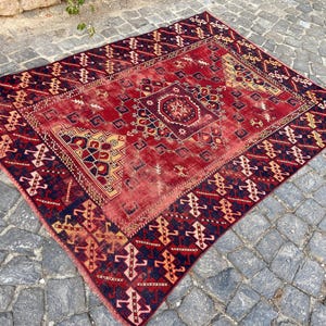 Antiker Teppich Vintage türkischer Teppich - 150x200 cm alter Teppich - Handgeknüpfter alter Teppich - Anatolischer Teppich Bild 3