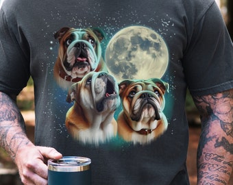 English Bulldog Moon Shirt, Funny English Bulldog Tee, Bulldog