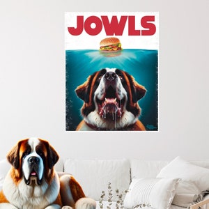 Funny Saint Bernard Jowls Poster, Saint Bernard Wall Art, Saint Bernard Gifts, Housewarming Gift for Dog Owner, Saint Bernard Decor