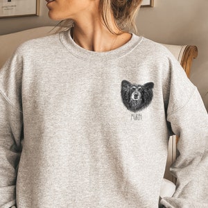Sweat-shirt pour chien personnalisé, pull à col rond, sweat-shirt portrait d'animal de compagnie personnalisé, sweat-shirt de dessin animé de chien personnalisé, cadeau de maman de chien,