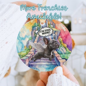 Custom French Bulldog Memorial Glass Ornament, Pet Loss Ornament, French Bulldog Bereavement Gift, Watercolor Stained Glass Heaven Ornament