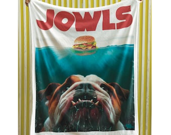 Funny English Bulldog Jowls Fleece Blanket, English Bulldog Gifts