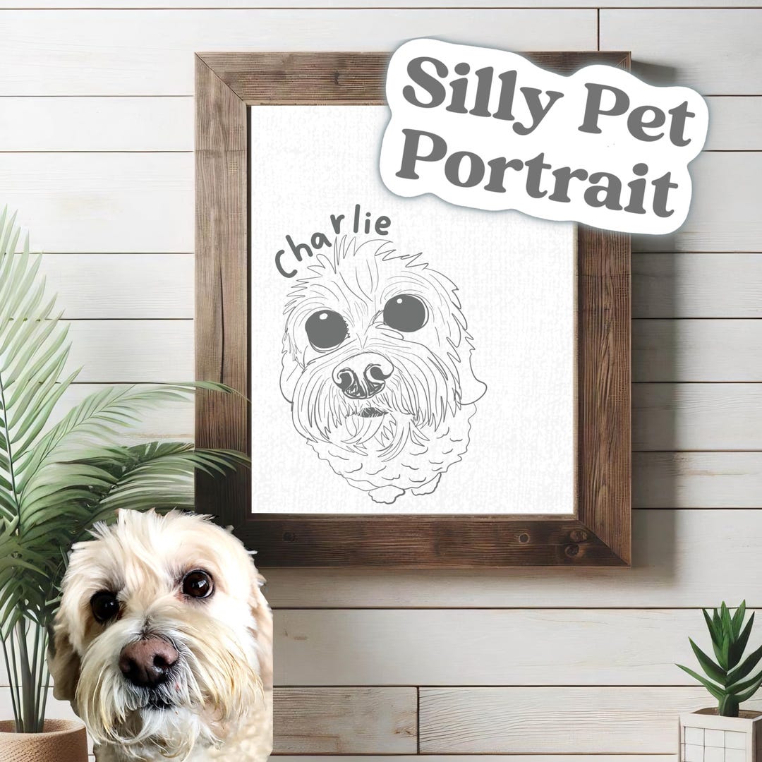 Custom Silly Pet Line Drawing, Badly Drawn Pet Portrait, Dog Caricature ...