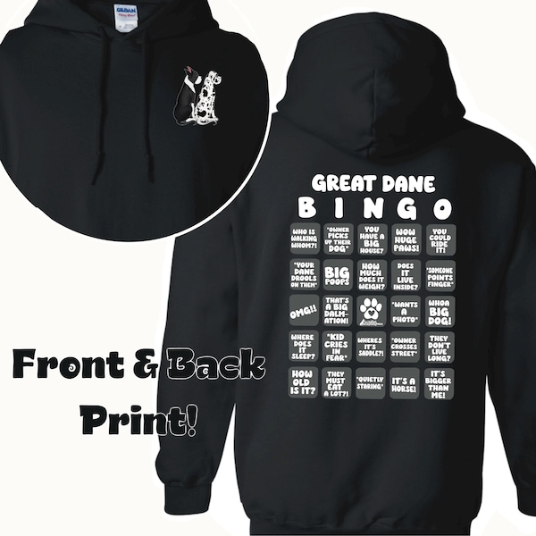 Funny Great Dane Bingo Hooded Sweatshirt, Dog Walking Shirt, Great dane gift