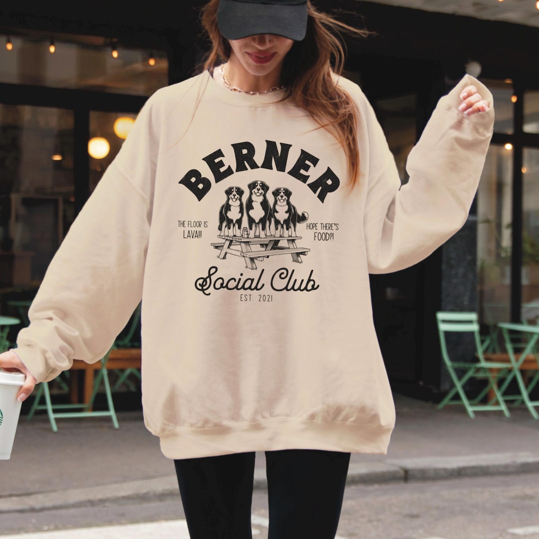 Bernese Mountain Dog Social Club Sweatshirt, Funny Berner Crewneck ...