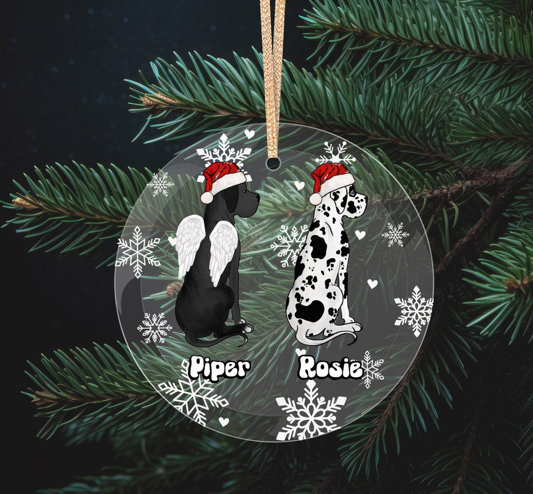 Custom Great Dane Glass Ornament, Great Dane Christmas Ornament ...