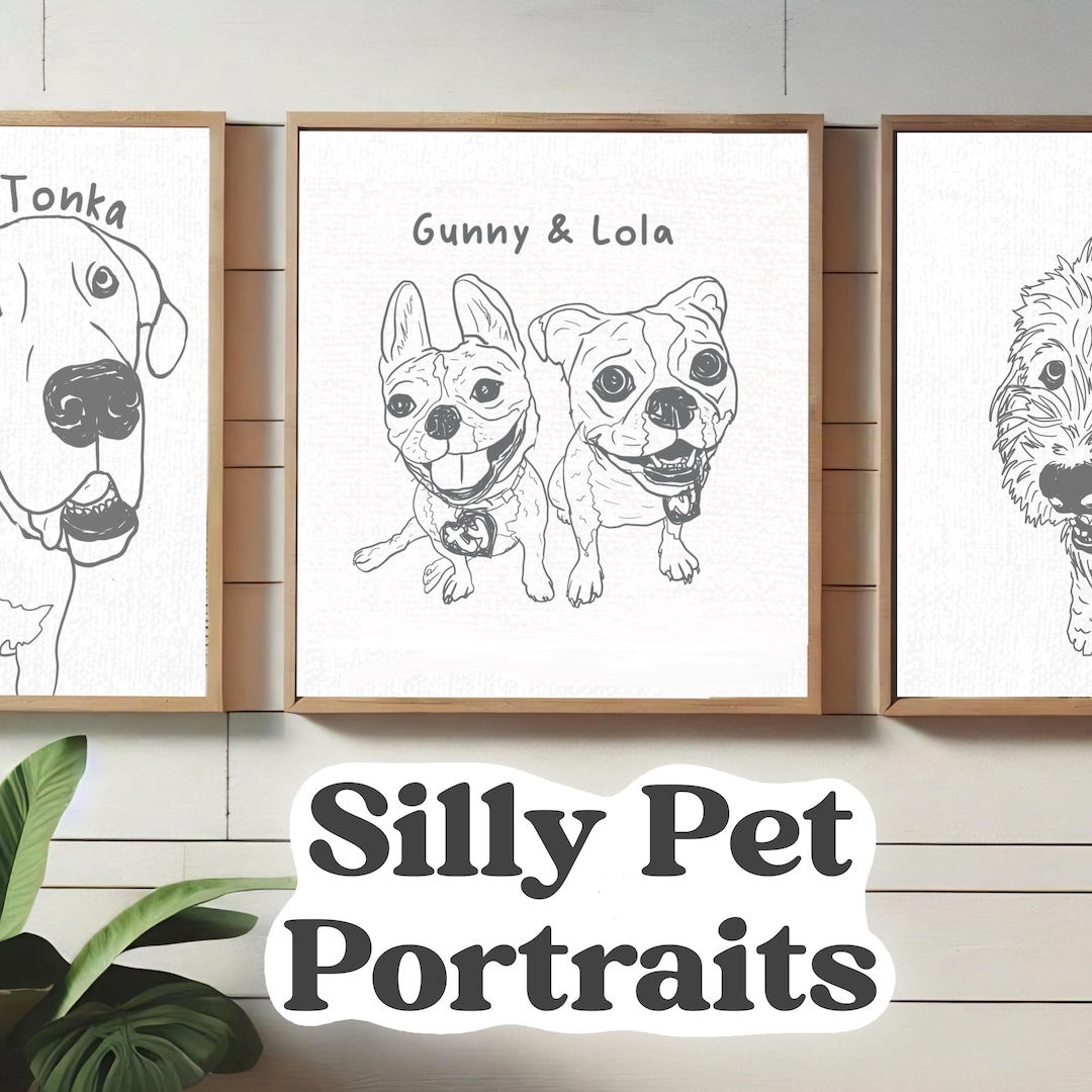 Custom Silly Pet Line Drawing, Badly Drawn Pet Portrait, Dog Caricature ...