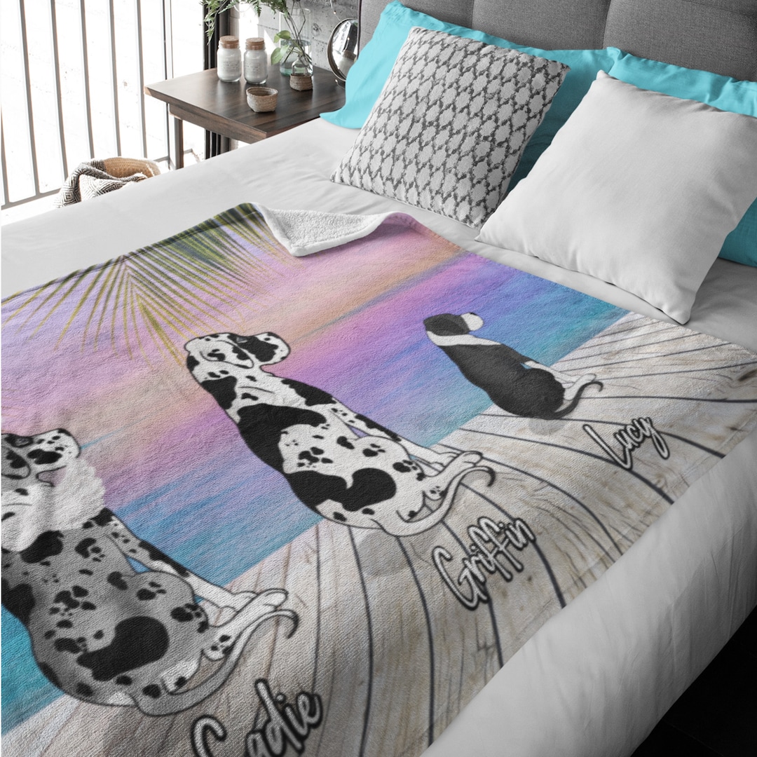 Custom Great Dane Dog Throw, Personalized Great Dane Fleece Blanket