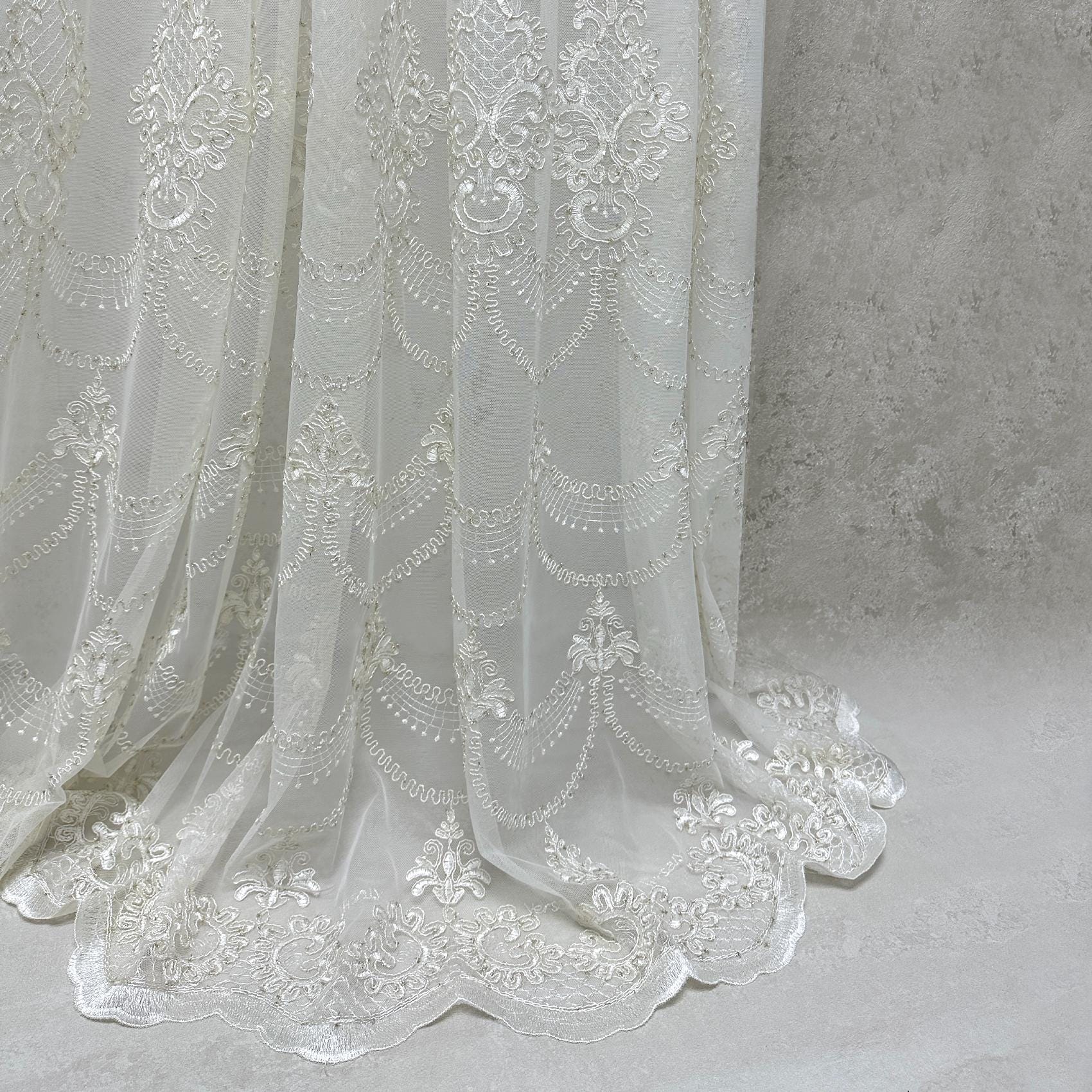 Floral Embroidery Sheer Curtains: Beige Lace Tulle Voile - Etsy