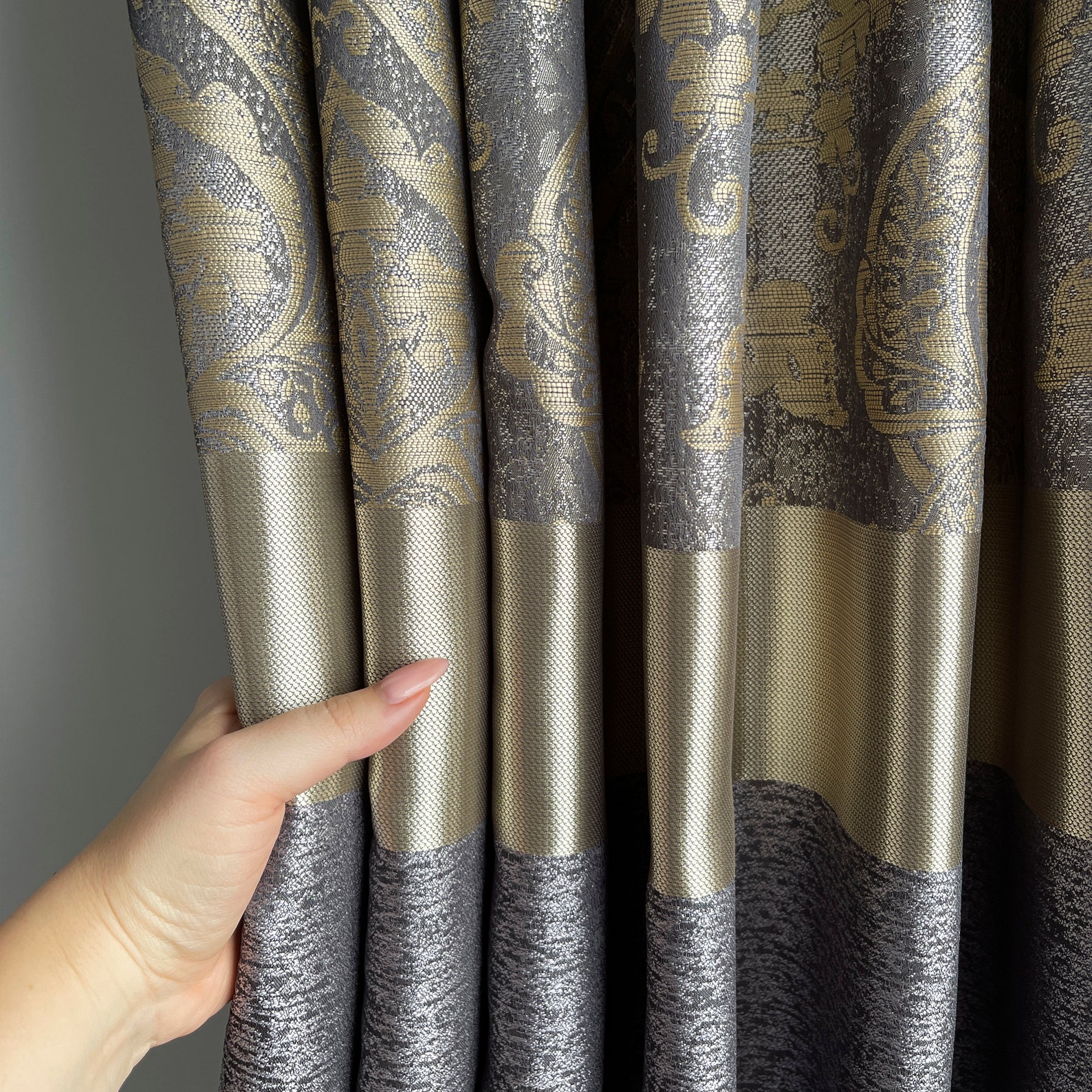 Luxury Drapery Curtains Gold Living Room Curtains Modern Art Etsy
