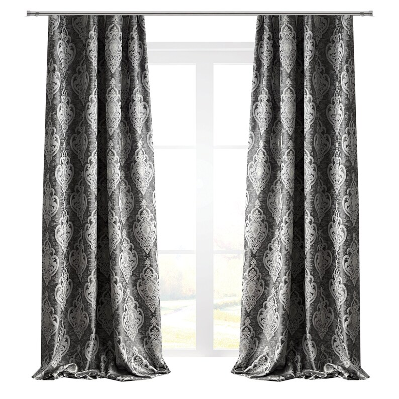 Damask Drapery Custom Curtain Thick Living Room Curtains Etsy