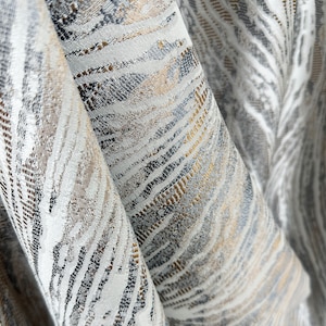 Custom Luxury Patterned Art Deco Curtains, Gray Grommets Curtain Panels for Living Room, Modern Shabby Chic Bedroom Jacquard Curtains