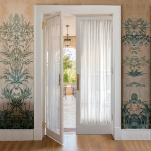 French Style Door Curtains, Custom-Made Linen Sidelight Window Curtain, Front Entryway Door Drapery, Rod Pocket Curtains for Small Windows