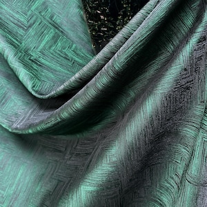 Luxury Dark Green Jacquard Curtains: Blackout Living Room Drapes, Pinch Pleat | Eyelet