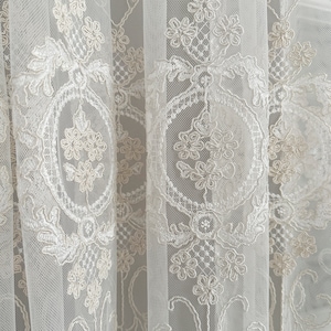 Embroidered Lace Sheer Curtains: Elegant Floral Tulle Window Decor