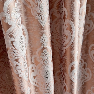 Luxury drapery curtain, Jacquard draping, classic floral curtain panels, thick living room curtains
