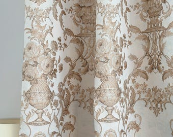 Luxury Cream Victorian Damask Curtains for Living Room | Custom Blackout Vintage Curtains Back Tab | Eyelet