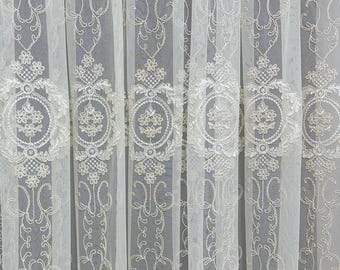 White Royal Sheer Curtains: Custom Pinch & Pencil Pleated Ready Made Curtains