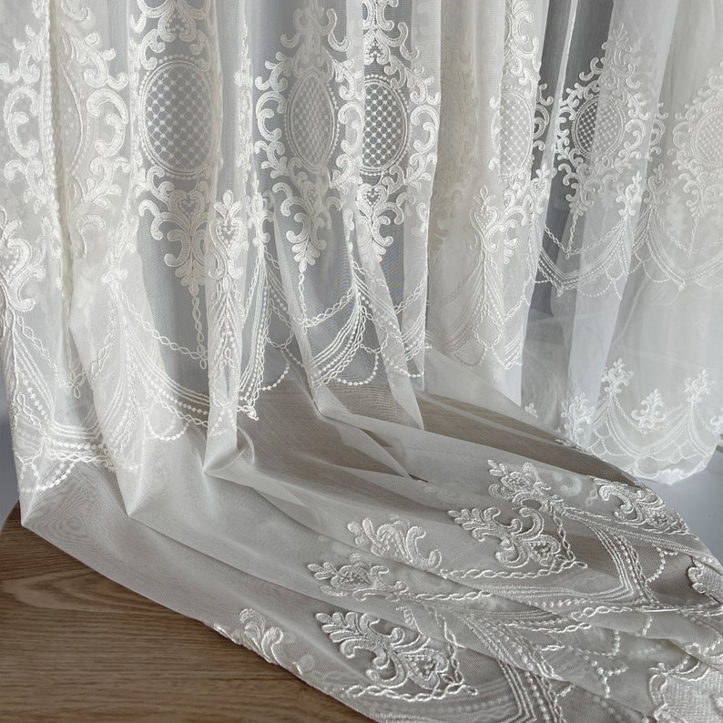 Europe Classic Sheer Lace Curtains Embroidered Windows off - Etsy