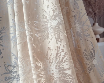 Modern Cream Floral Lace Curtains: Elegant Extra Wide Sheer Tulle for Living Room